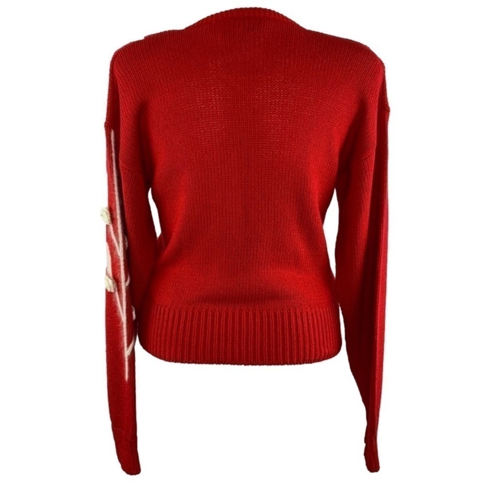 Christina Grant | Vintage Knit Angora Blend Rose Floral Accent V-Neck Sweater L - Picture 10 of 10